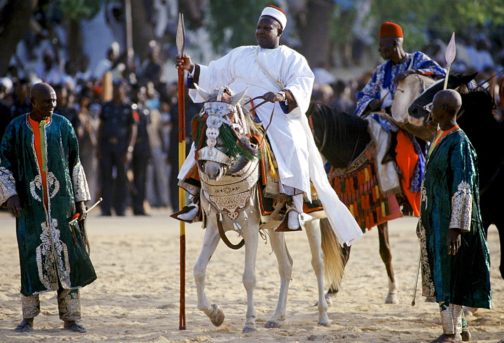 Nigerian chiefs at tribal gathering durbar cultural event at Maiduguri in Nigeria, West Africa