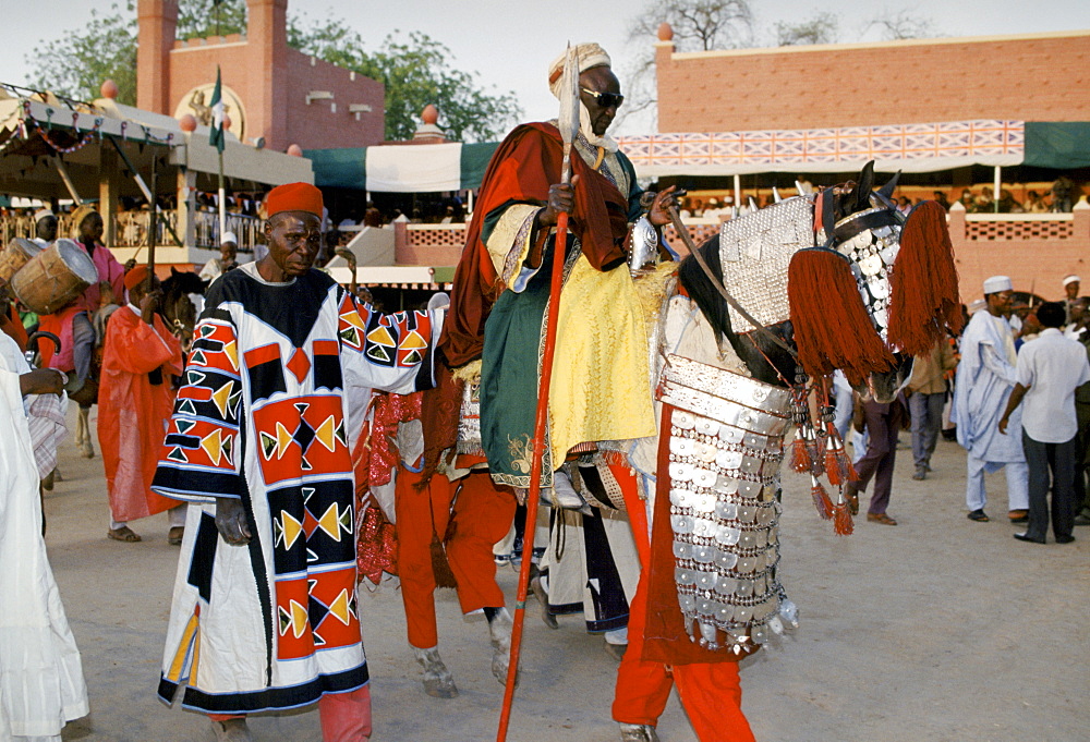 Nigerian chiefs at tribal gathering durbar cultural event at Maiduguri in Nigeria, West Africa