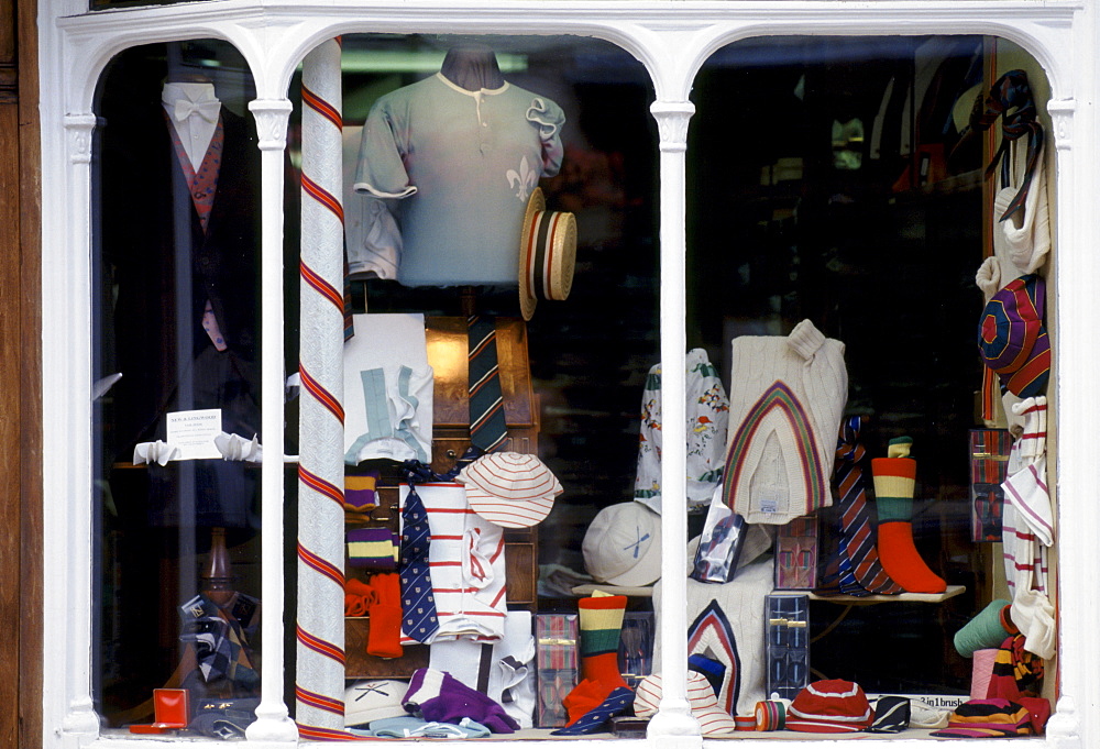 School uniform shop in Eton town sells traditional tailcoat and other uniform items for Eton College public school, England, UK