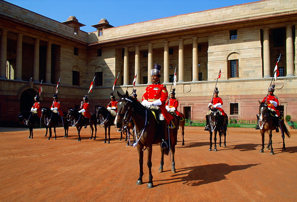 The Presidential Guard at the President's Palace at Rashtrapati Bhavan, India