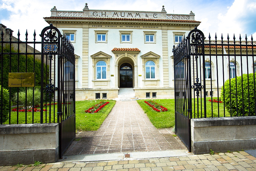 The house of Champagne G.H. Mumm in Rue de Champ de Mars in Reims, Champagne-Ardenne, France, Europe