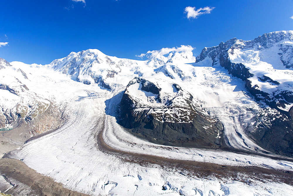 Gornergrat mountain range and Gorner glacier (Gornergletscher), above Zermatt in the Swiss Alps, Valais, Switzerland, Europe