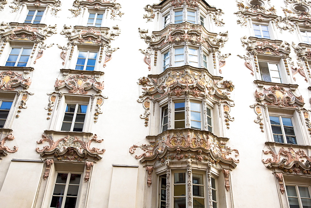 Rococo Baroque style Tyrolean architecture of Holblinghaus in Herzog Friedrich Strasse in Innsbruck, the Tyrol, Austria, Europe