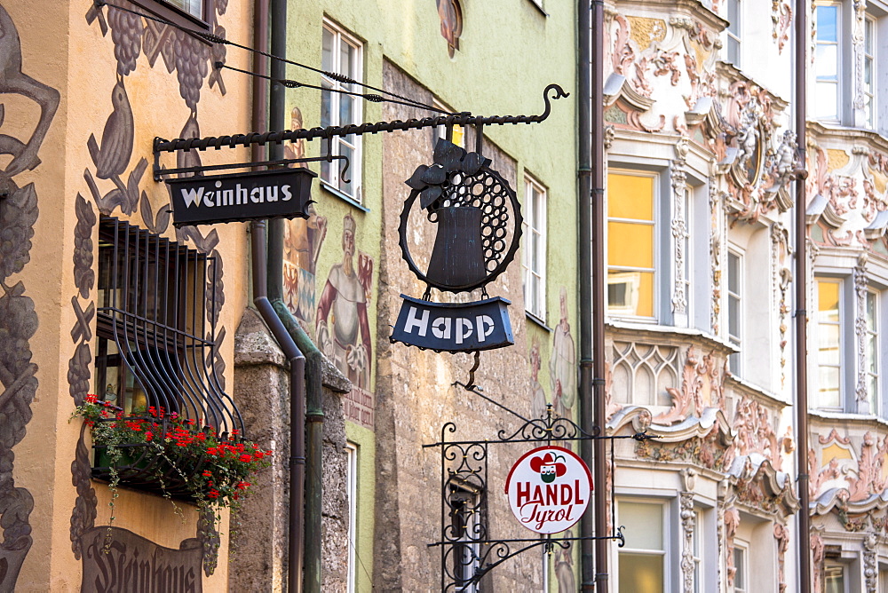 Traditional Tyrolean ornate architecture in Innsbruck in the Tyrol, Austria, Europe