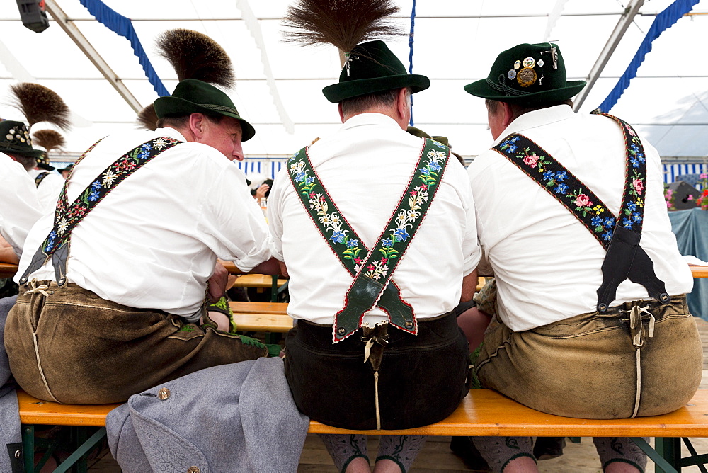 Villagers at beer festival in the village of Klais in Bavaria, Germany, Europe