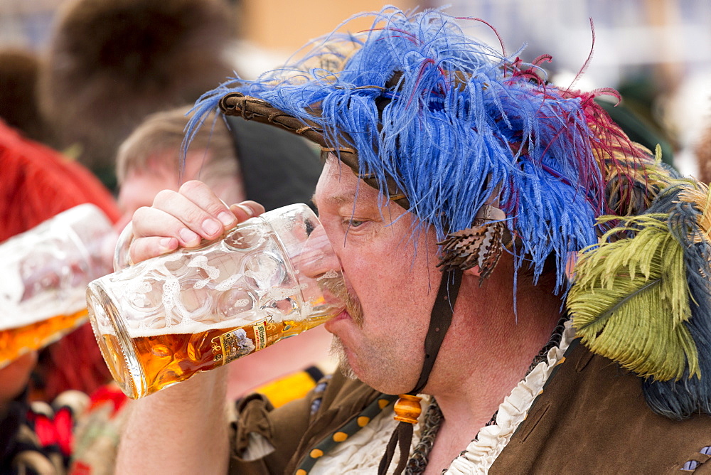 Villager in costume at beer festival in the village of Klais in Bavaria, Germany, Europe