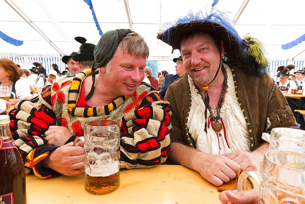 Villagers in costume at beer festival in the village of Klais in Bavaria, Germany, Europe