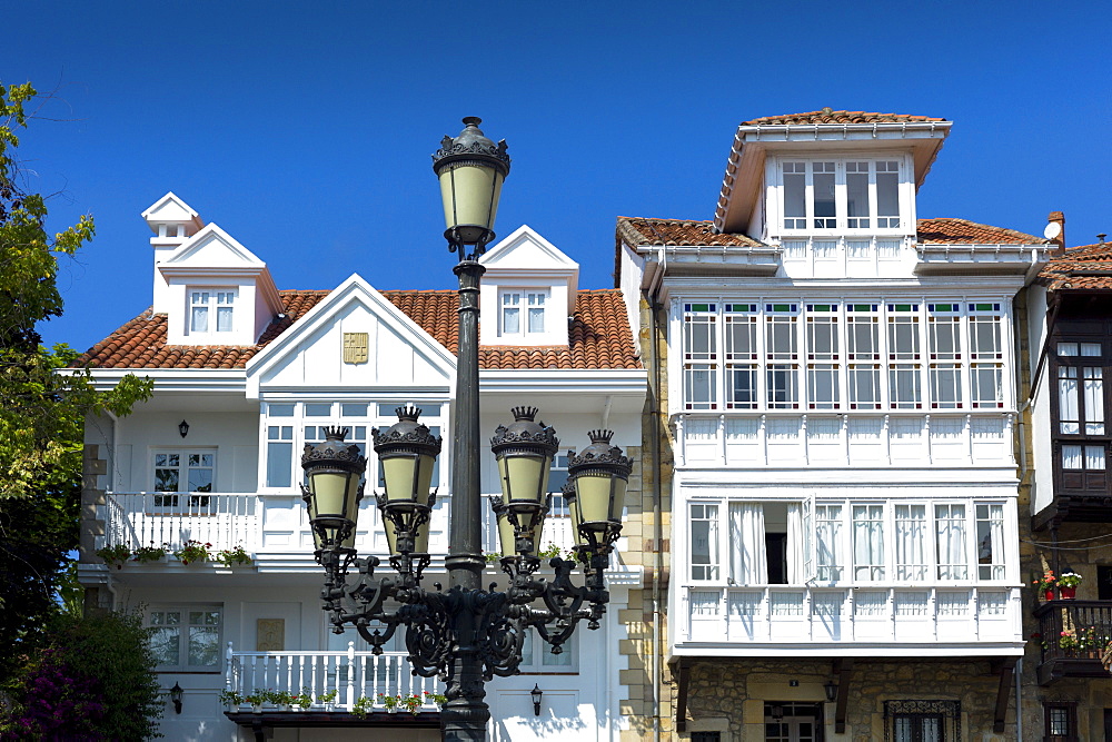 Traditional street lamp in Corro de San Pedro at Comillas in Cantabria, Northern Spain, Europe