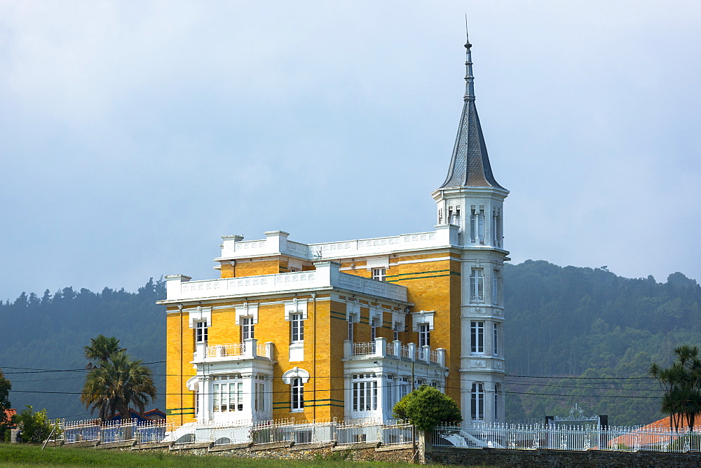 Traditional Indianos house built by wealthy owners in village of Samao in Asturias, Spain, Europe