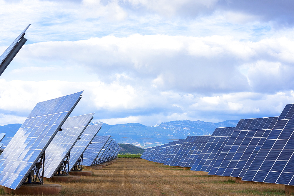 A field of solar panels in La Rioja, Northern Spain, Europe