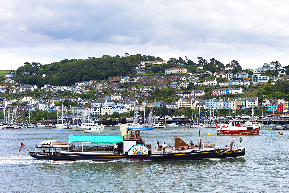 Ferry boat in the harbour of River Dart at coastal resort of Dartmouth in South Devon, England, United Kingdom, Europe