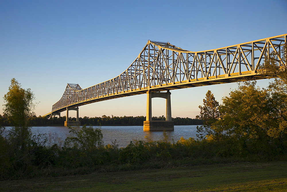 State route 70 bridge over Mississippi River at crossing point near Union & Burnside. Vacherie, Louisiana, USA