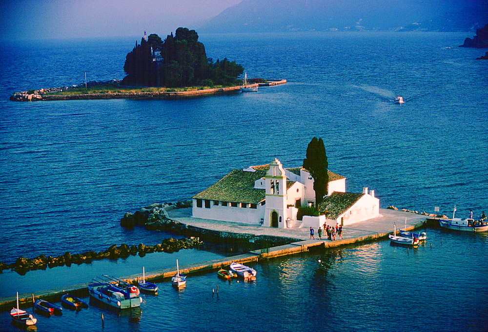 Church in a bay, Corfu Island, Greek Islands