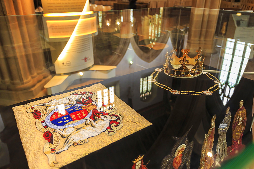 Embroidered Pall and Crown, used in Reinterment of King Richard III Ceremony, Leicester Cathedral, Leicestershire, England, United Kingdom, Europe