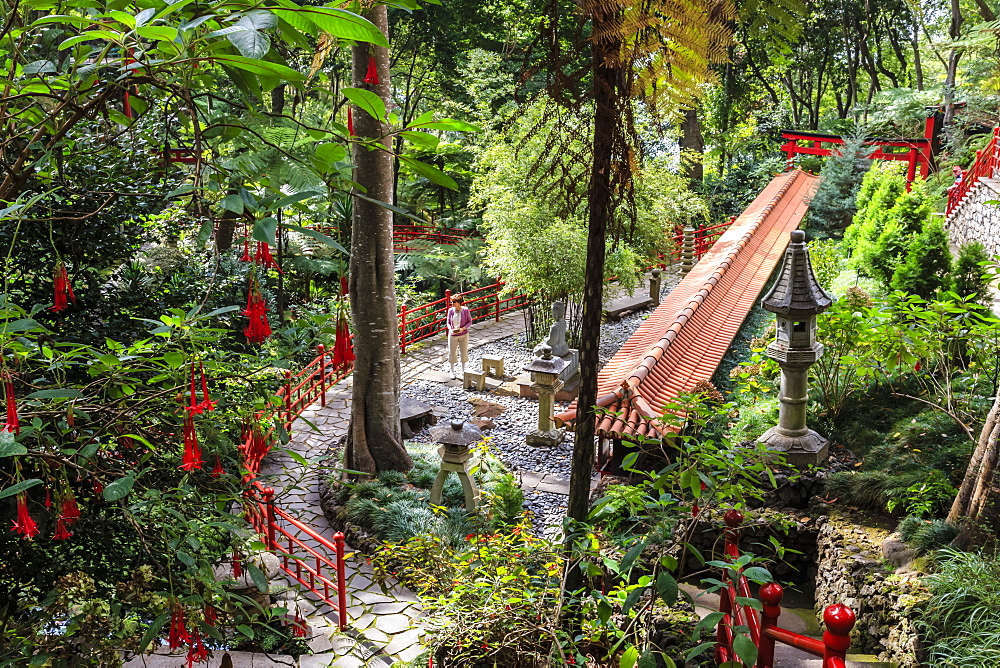 Oriental garden, Monte Palace Tropical Garden, one of Madeira's most famous, Monte, Funchal, Madeira, Atlantic, Portugal, Europe