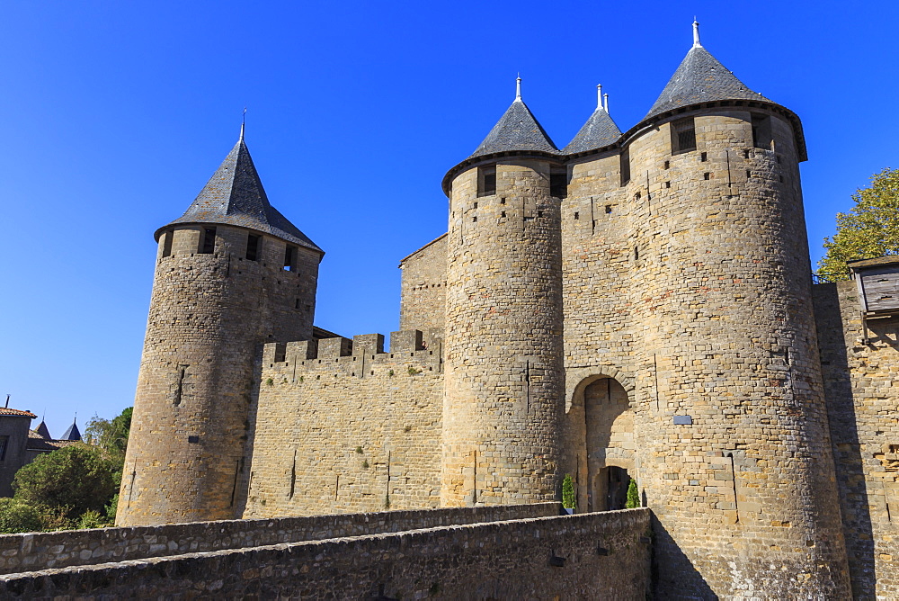 Chateau Comtal keep, La Cite, historic fortified city, Carcassonne, UNESCO World Heritage Site, Languedoc-Roussillon, France, Europe