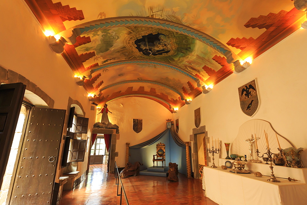 Gala Dali Castle Museum, Coat of Arms room, medieval home and now museum of Salvador Dali, Pubol, Baix Emporda, Girona, Catalonia, Spain, Europe