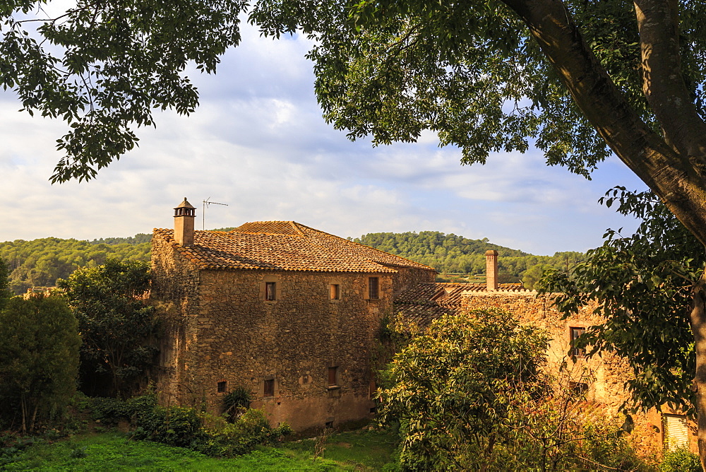 Gala Dali Castle Museum, rural view from medieval home and now museum of Salvador Dali, Pubol, Baix Emporda, Girona, Catalonia, Spain, Europe