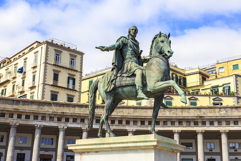 Equestrian statue of Charles III by Canova, Piazza del Plebiscito, City of Naples, Campania, Italy, Europe