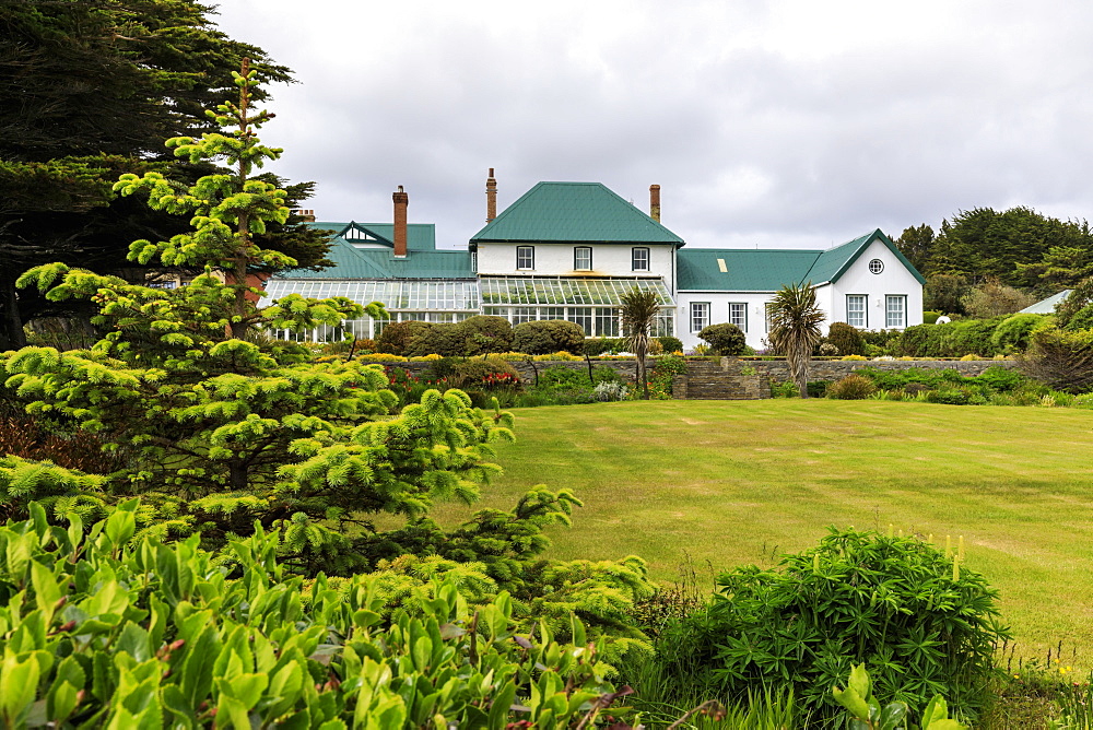 Government House, 1845, conservatory, green iron roof, beautiful grounds, Stanley, Port Stanley, Falkland Islands, South America