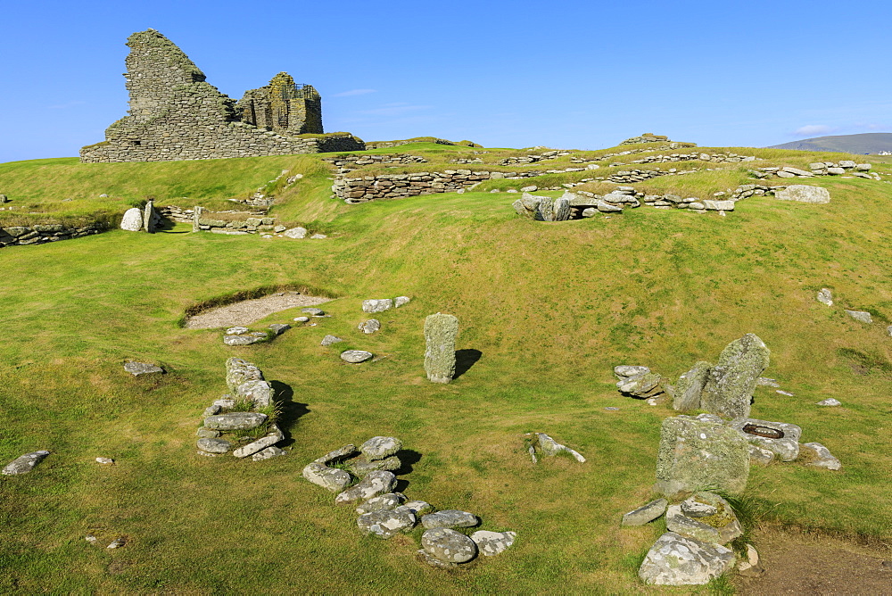 Jarlshof Prehistoric and Norse Settlement, 4000 years old, Sumburgh Head, Mainland, Shetland Islands, Scotland, United Kingdom, Europe