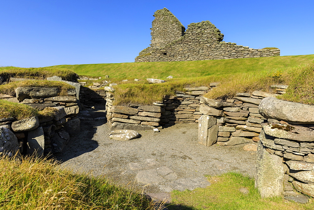 Jarlshof Prehistoric and Norse Settlement, 4000 years old, Sumburgh Head, Mainland, Shetland Islands, Scotland, United Kingdom, Europe