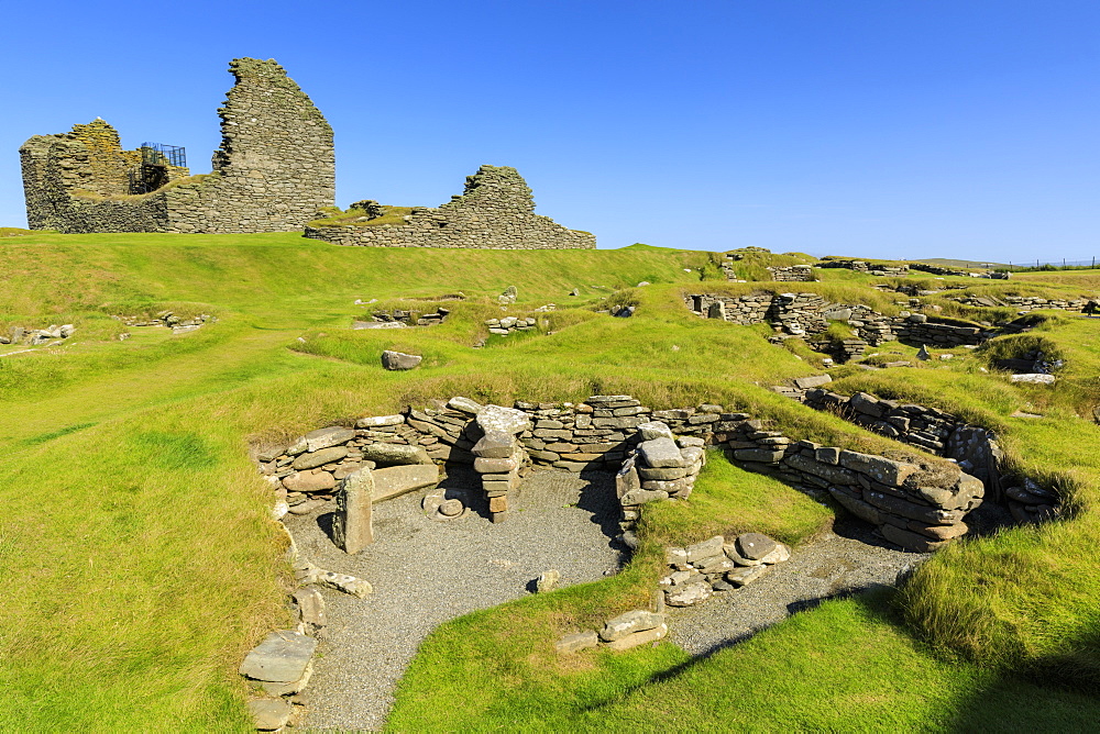 Jarlshof Prehistoric and Norse Settlement, 4000 years old, Sumburgh Head, Mainland, Shetland Islands, Scotland, United Kingdom, Europe