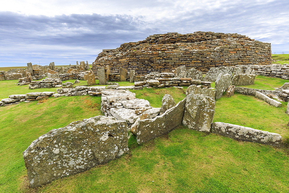 Broch of Gurness, Iron Age complex, prehistoric settlement, Eynhallow Sound, Orkney Islands, Scotland, United Kingdom, Europe