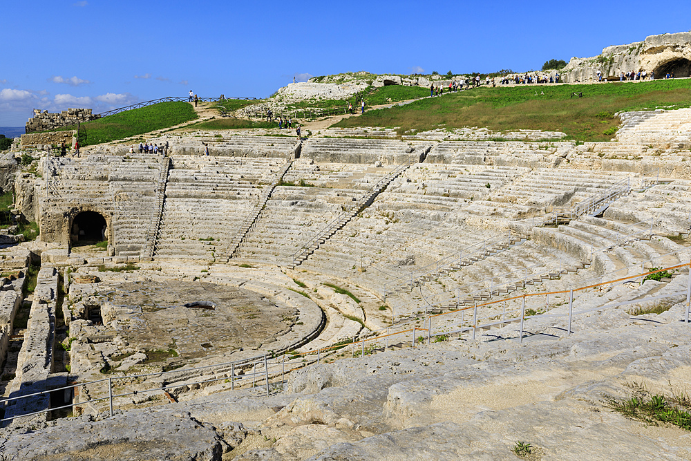 Teatro Greco (Greek Theatre), the Greek Amphitheatre at Syracuse (Siracusa), UNESCO World Heritage Site, Sicily, Italy, Europe