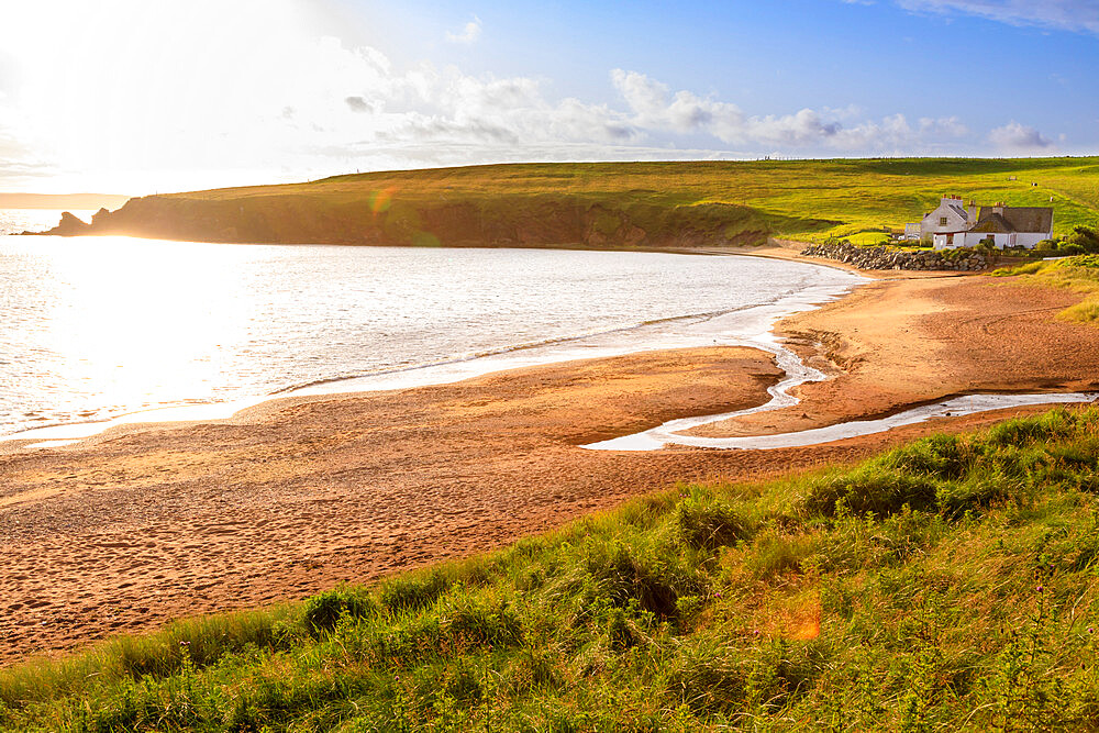 Red sand granite beach, unusual geology, coastal views, Reawick, West Mainland, Shetland Isles, Scotland, United Kingdom, Europe