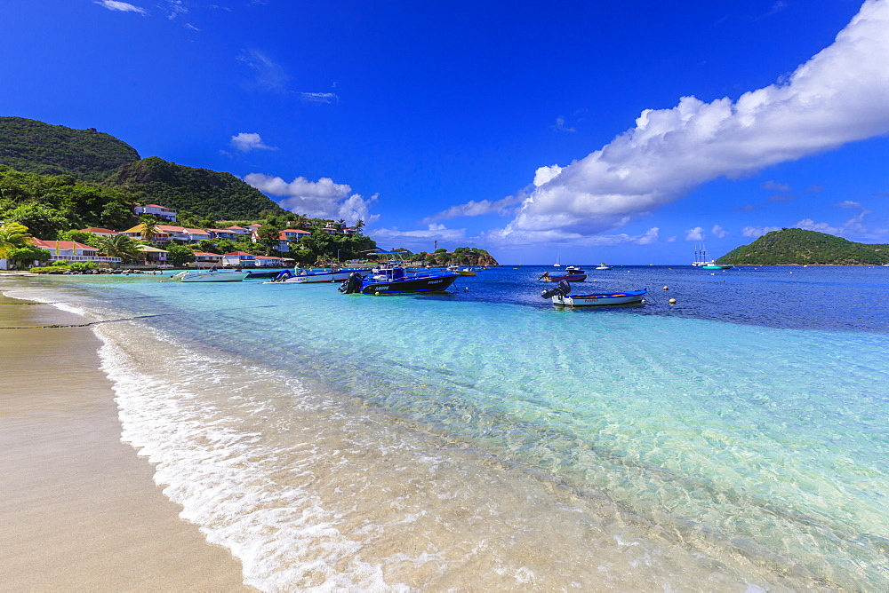 Anse du Fond Cure, white sand beach, turquoise sea, Les Saintes Bay, Terre de Haut, Iles Des Saintes, Guadeloupe, Leeward Islands, West Indies, Caribbean, Central America