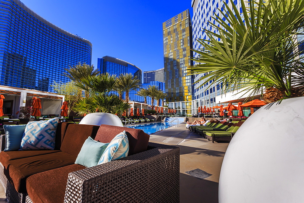 Poolside relaxation, Mandarin Oriental, City Center, Las Vegas, Nevada, United States of America, North America