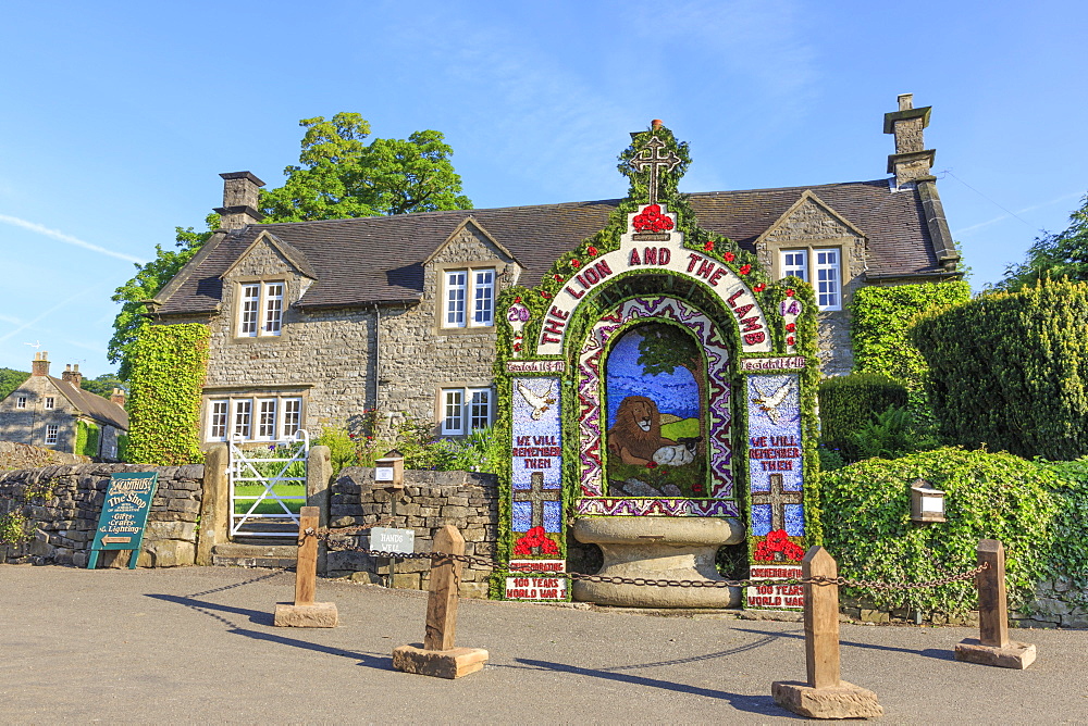 Hand's Well, Well Dressing commemorating the First World War, Tissington, Peak District National Park, Derbyshire, England, United Kingdom, Europe