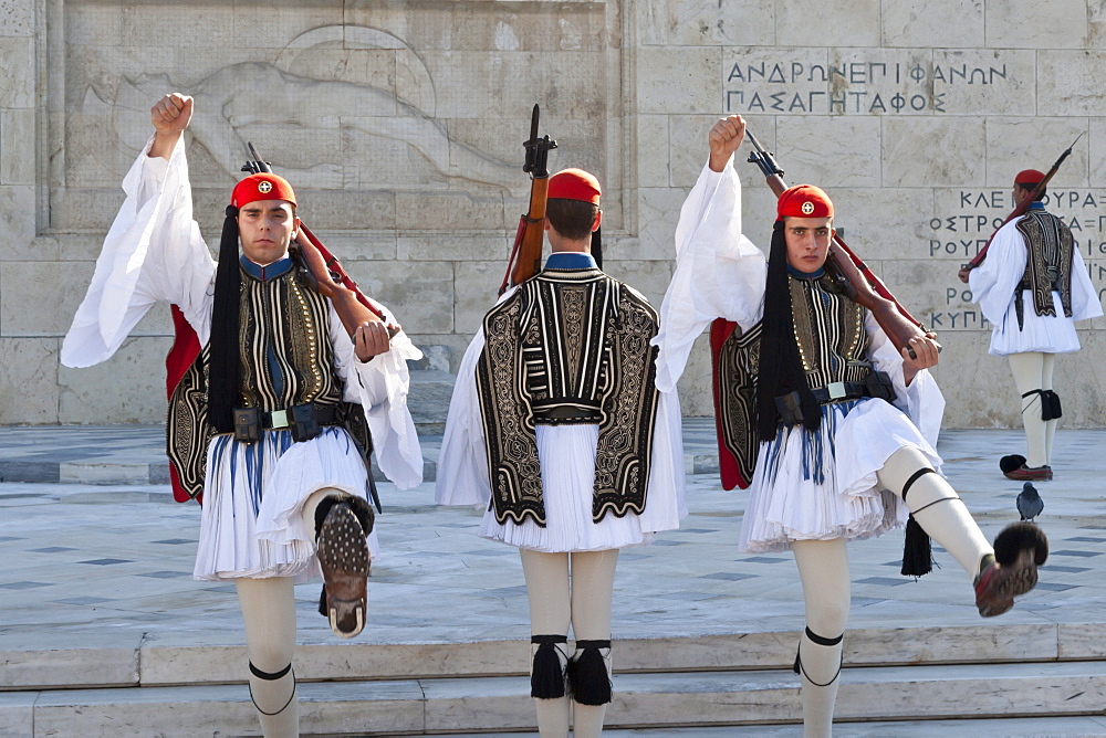 Evzone soldiers, Changing the Guard, Syntagma Square, Athens, Greece, Europe