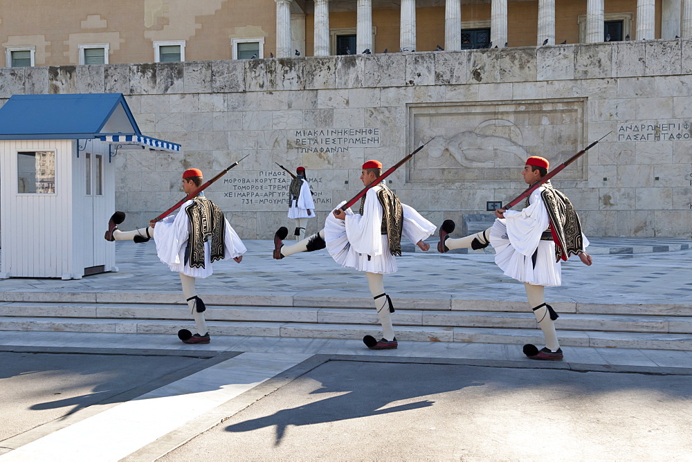 Evzone soldiers, Changing the Guard, Syntagma Square, Athens, Greece, Europe