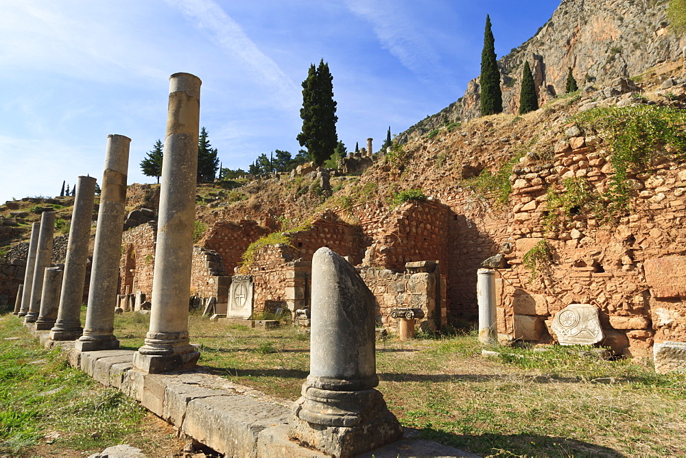 Roman Agora, Delphi, UNESCO World Heritage Site, Peloponnese, Greece, Europe