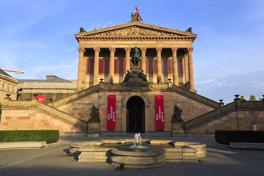 Alte Nationalgalerie (Old National Gallery), lit by early morning sun, Museum Island, Berlin, Germany, Europe