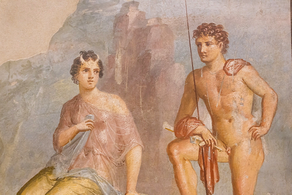 Roman fresco, Io and Argos, from House of Meleager, Pompeii, displayed at National Archaeological Museum, Naples, Campania, Italy, Europe