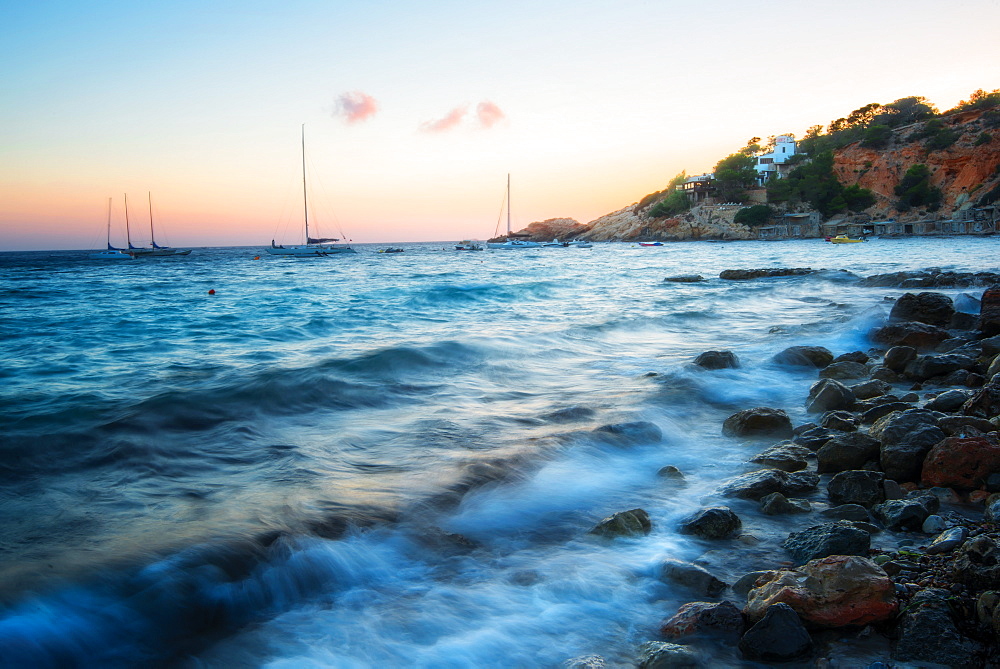 Cala D'Hort just after sunset, Ibiza, Balearic Islands, Spain, Mediterranean, Europe