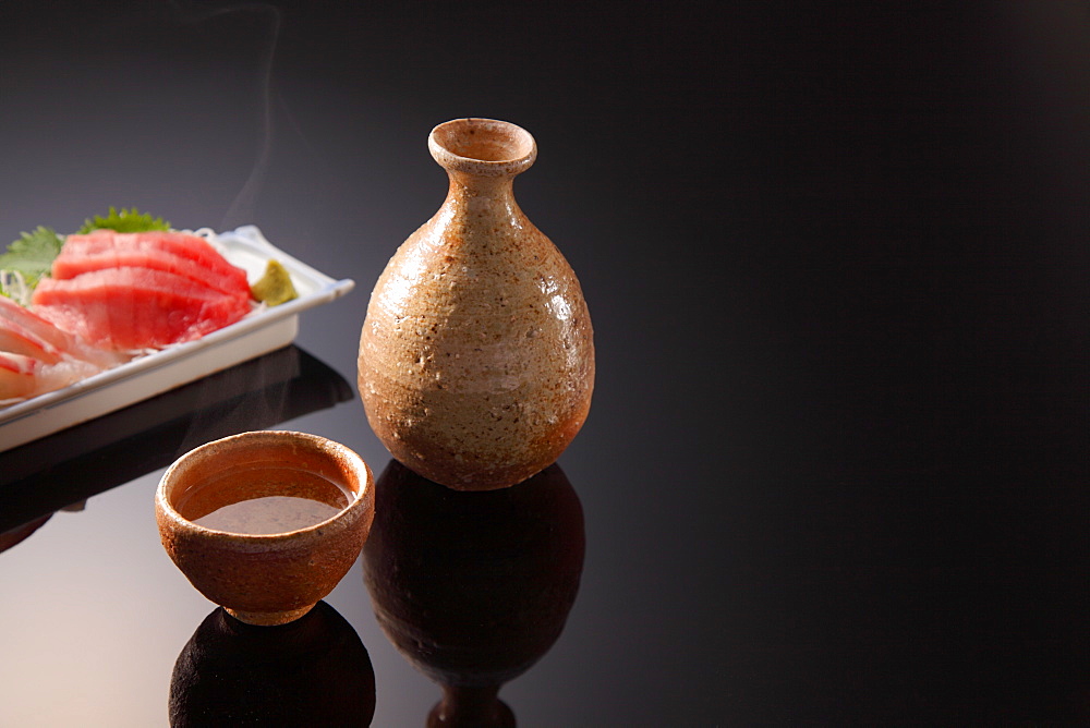 Traditional Japanese Sake Cup and Jug