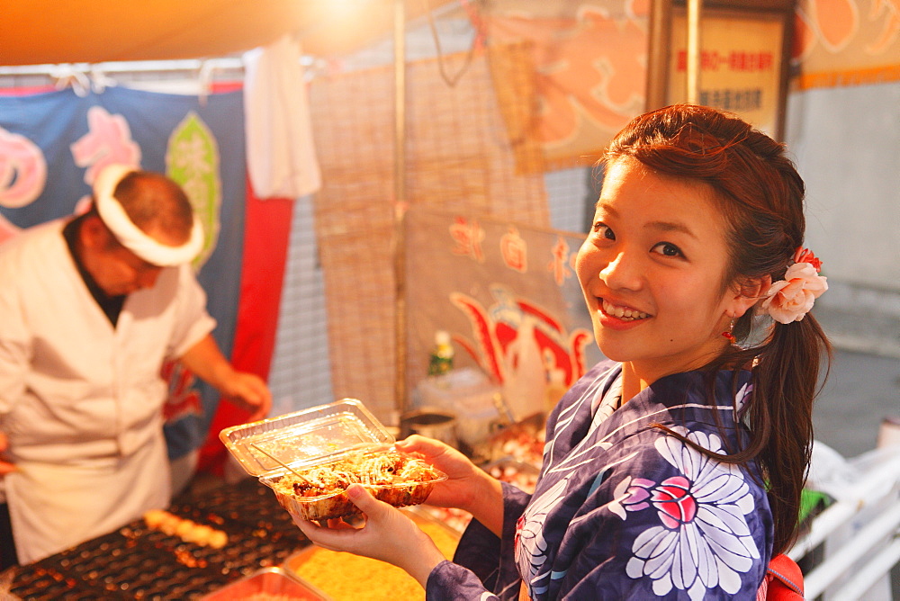 Young Japanese Woman in Summer Yukata