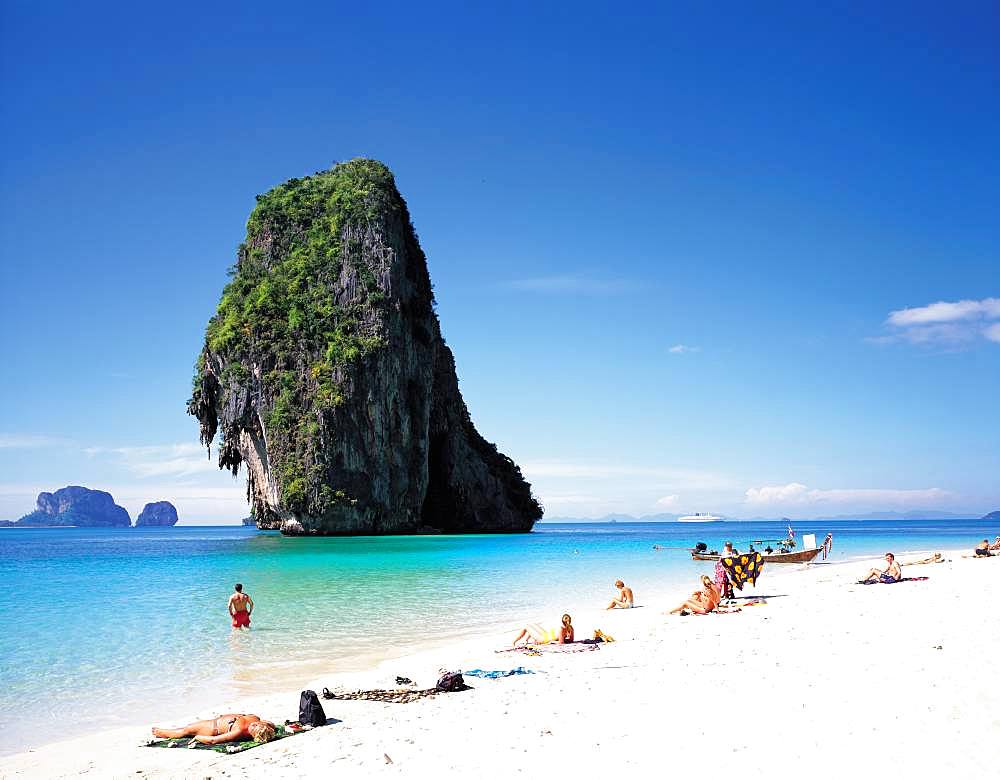 Blue sky over the beach on phranang, Krabi, Thailand