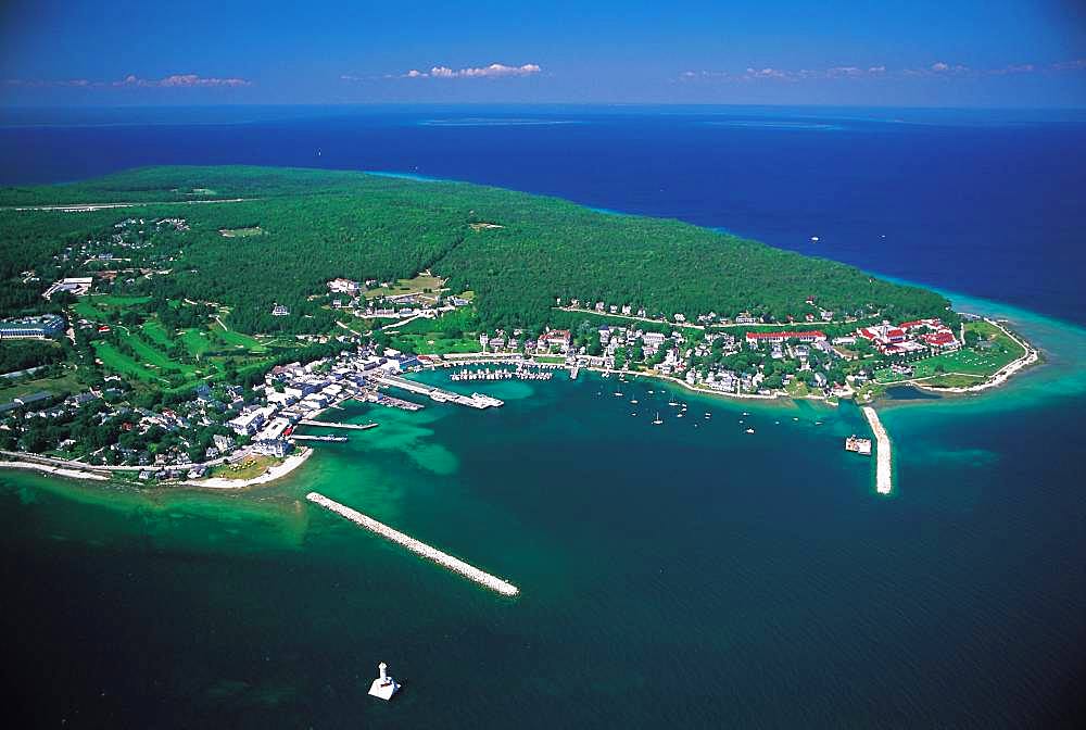 Blue skky over Mackinac island in Michigan, USA