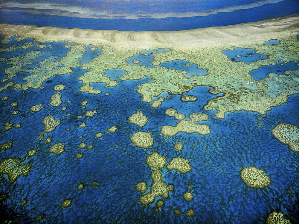 An aerial view of the islands of the Great Barrier Reef in Queensland, Australia, Great Barrier Reef, Queensland, Australia