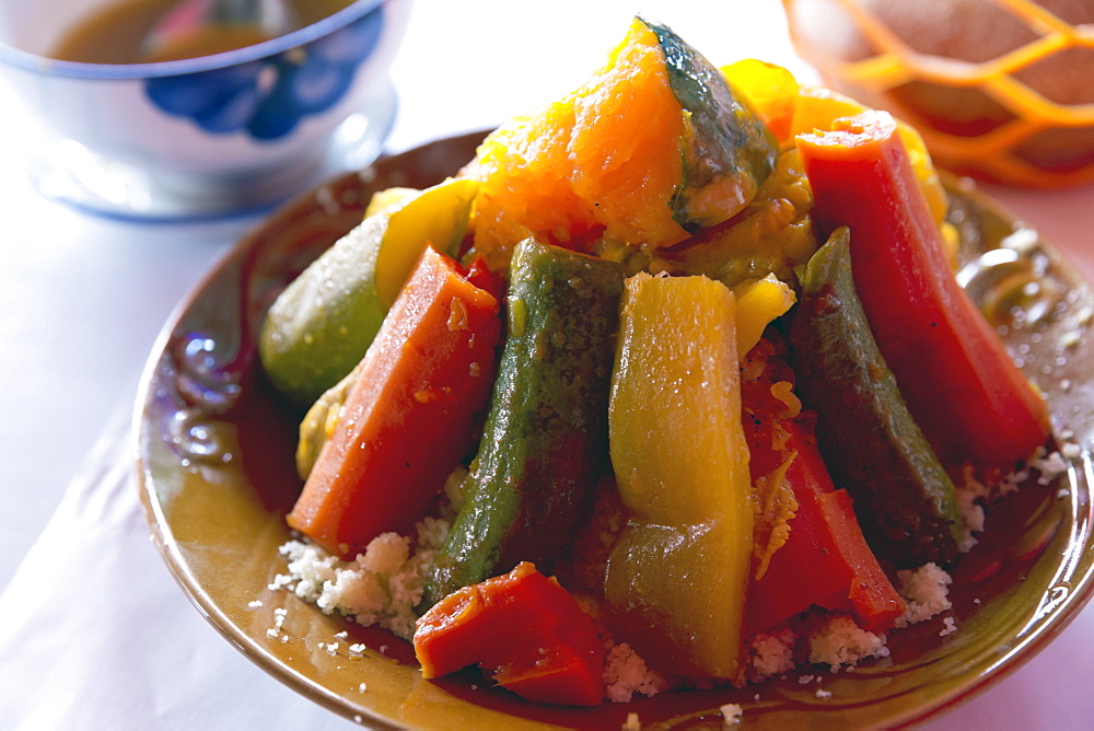 Tagine-baked couscous with chicken, Restaurant Toubkal, Marrakesh, Morocco