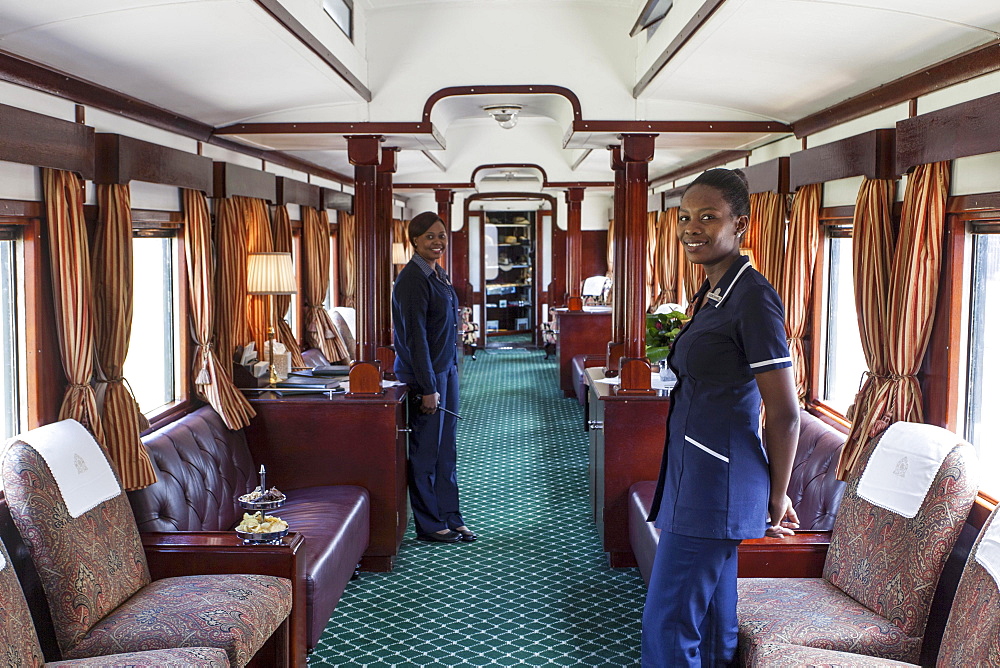 A lounge areas in the luxury train Rovos Rail (journey from Durban to Pretoria, South Africa)