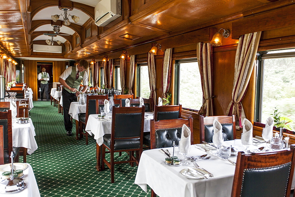 The buffet car in the luxury train Rovos Rail (journey from Durban to Pretoria, South Africa)