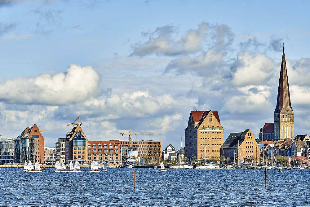 A view across the River Warnow to Rostock, Germany