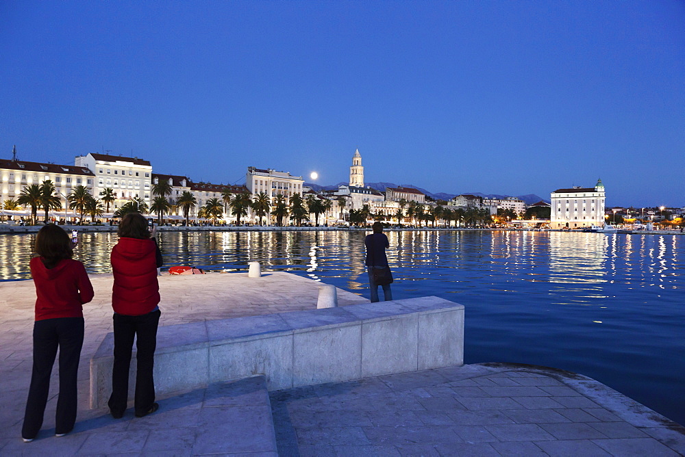 View of Split cityscape at dusk, Croatia