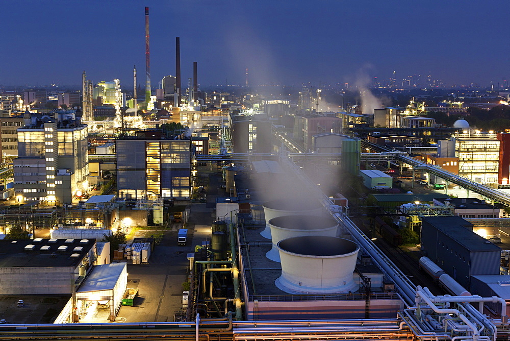 View of industrial park in Frankfurt, Hesse, Germany